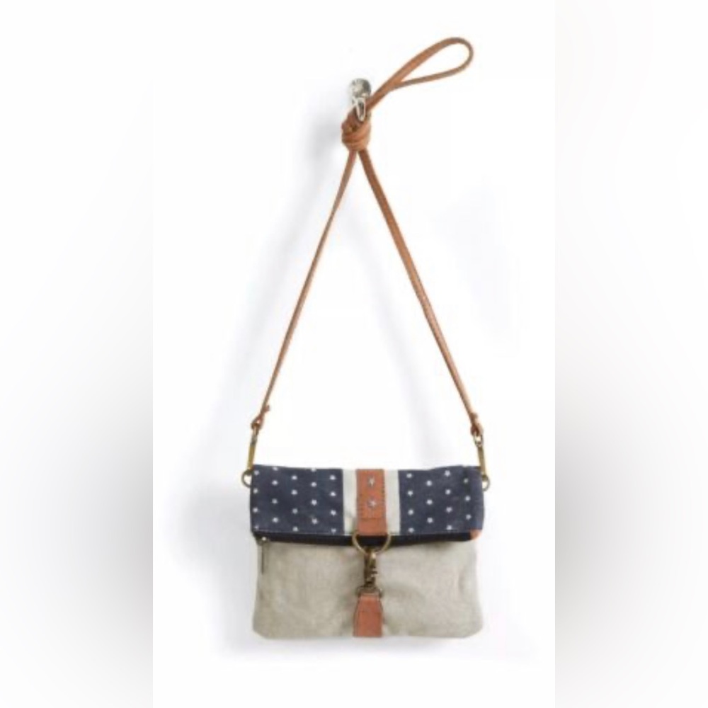 Mona B Canvas Leather Crossbody Purse Shoulder Bag